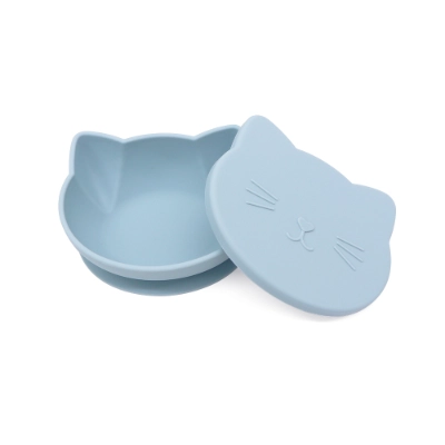 Cat-Shaped Silicone Baby Bowl with Lid
