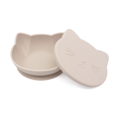 Cat-Shaped Silicone Baby Bowl with Lid