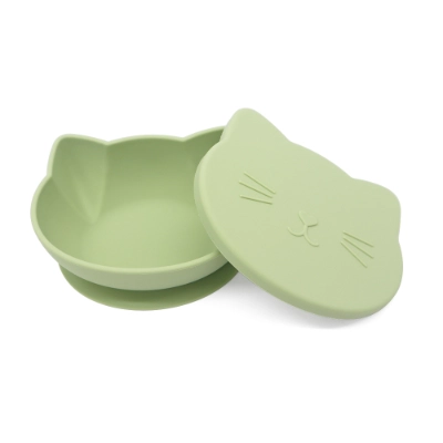 Cat-Shaped Silicone Baby Bowl with Lid