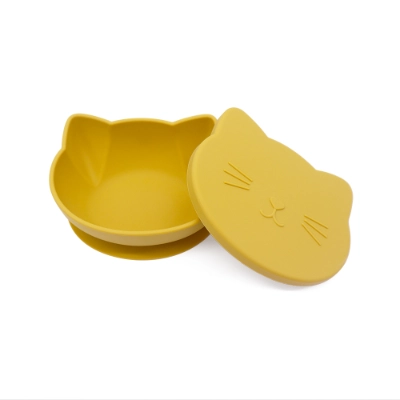 Cat-Shaped Silicone Baby Bowl with Lid