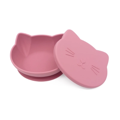 Cat-Shaped Silicone Baby Bowl with Lid