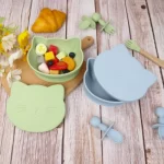 Cat-Shaped Silicone Baby Bowl with Lid