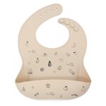 Printed Silicone Baby Bib with Food Catcher Pocket