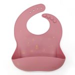 Printed Silicone Baby Bib with Food Catcher Pocket
