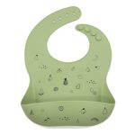 Printed Silicone Baby Bib with Food Catcher Pocket