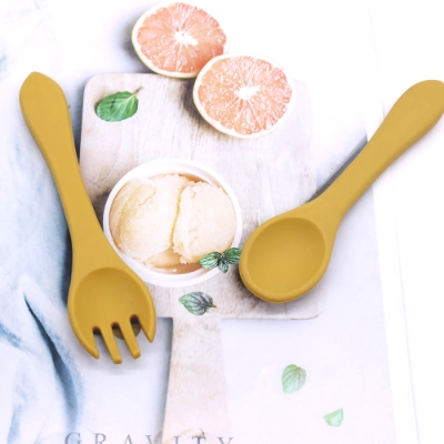 Silicone baby fork and spoon-real