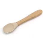 Wood Handle Silicone Baby Spoon and Fork Set