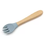 Wood Handle Silicone Baby Spoon and Fork Set