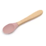Wood Handle Silicone Baby Spoon and Fork Set