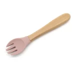 Wood Handle Silicone Baby Spoon and Fork Set