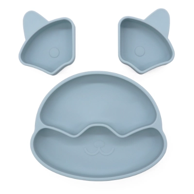 Silicone Divided Cat Plate with Suction Base