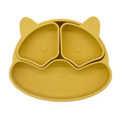 Silicone Divided Cat Plate with Suction Base