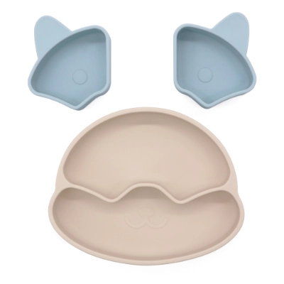 Silicone Divided Cat Plate with Suction Base