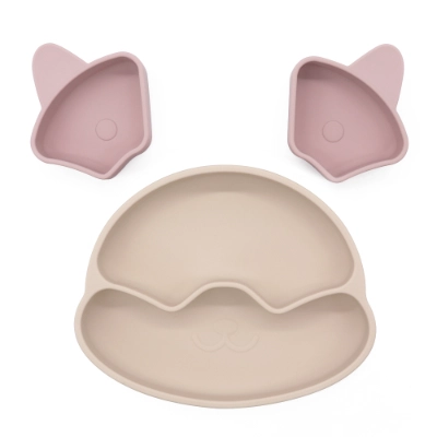 Silicone Divided Cat Plate with Suction Base