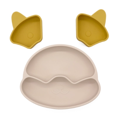 Silicone Divided Cat Plate with Suction Base