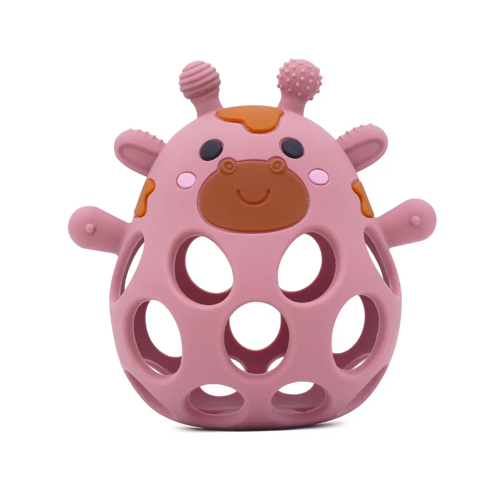 Hollow Silicone Giraffe Teether Ball