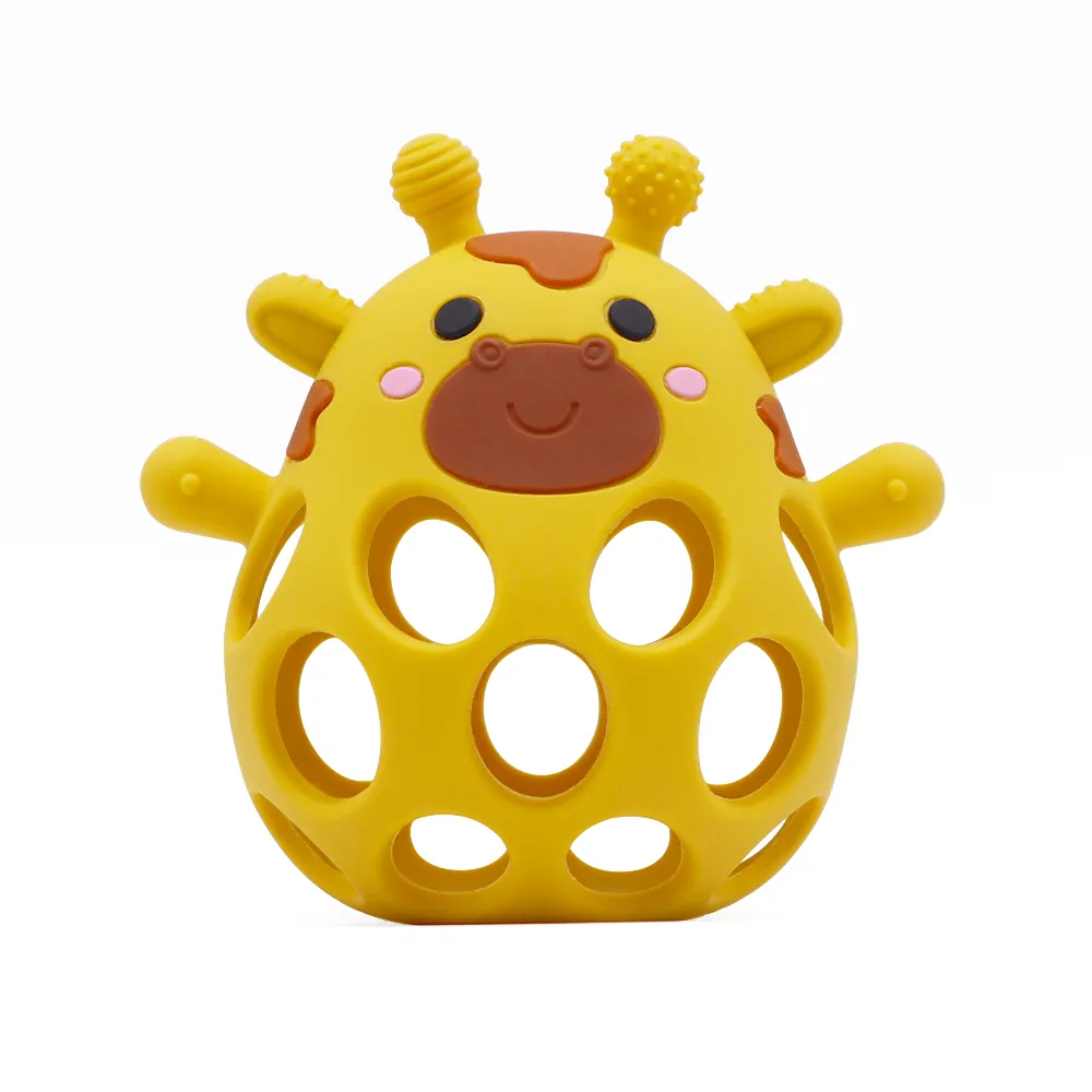 Hollow Silicone Giraffe Teether Ball
