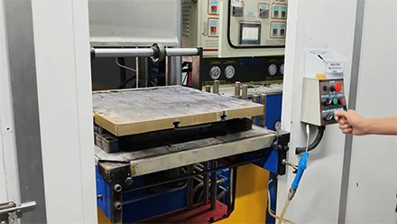 Manual packing on the production line.