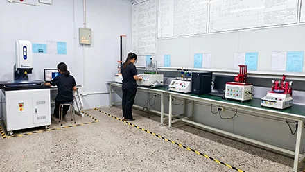 Compression molding machines in operation.